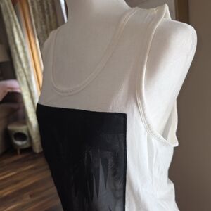 Express White Tank Top with Black Graphic Panel